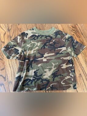 RTA Camo T Shirt Women’s Medium Cotton Short Sleeve Green Brown Camouflage Tee